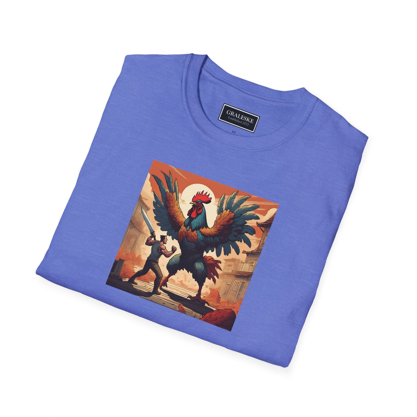 Rooster Softstyle T-Shirt - Vintage Rooster & Man Battle Design - Graleske