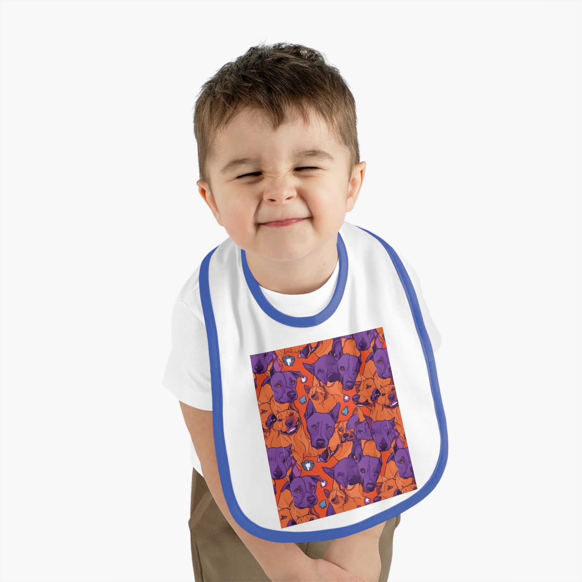 dog art - Baby Contrast Trim Jersey Bib - Graleske