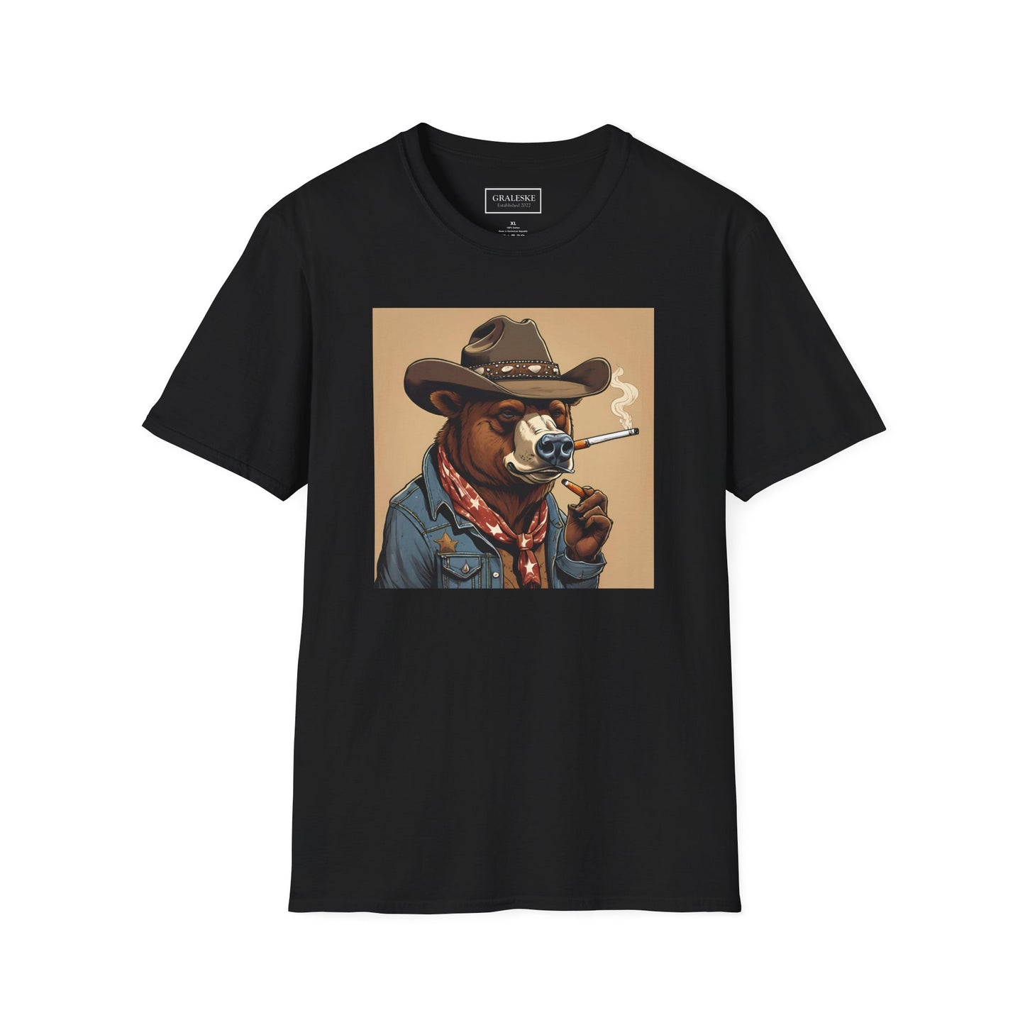 Bear Softstyle T-Shirt - Vintage Cowboy Design - Graleske