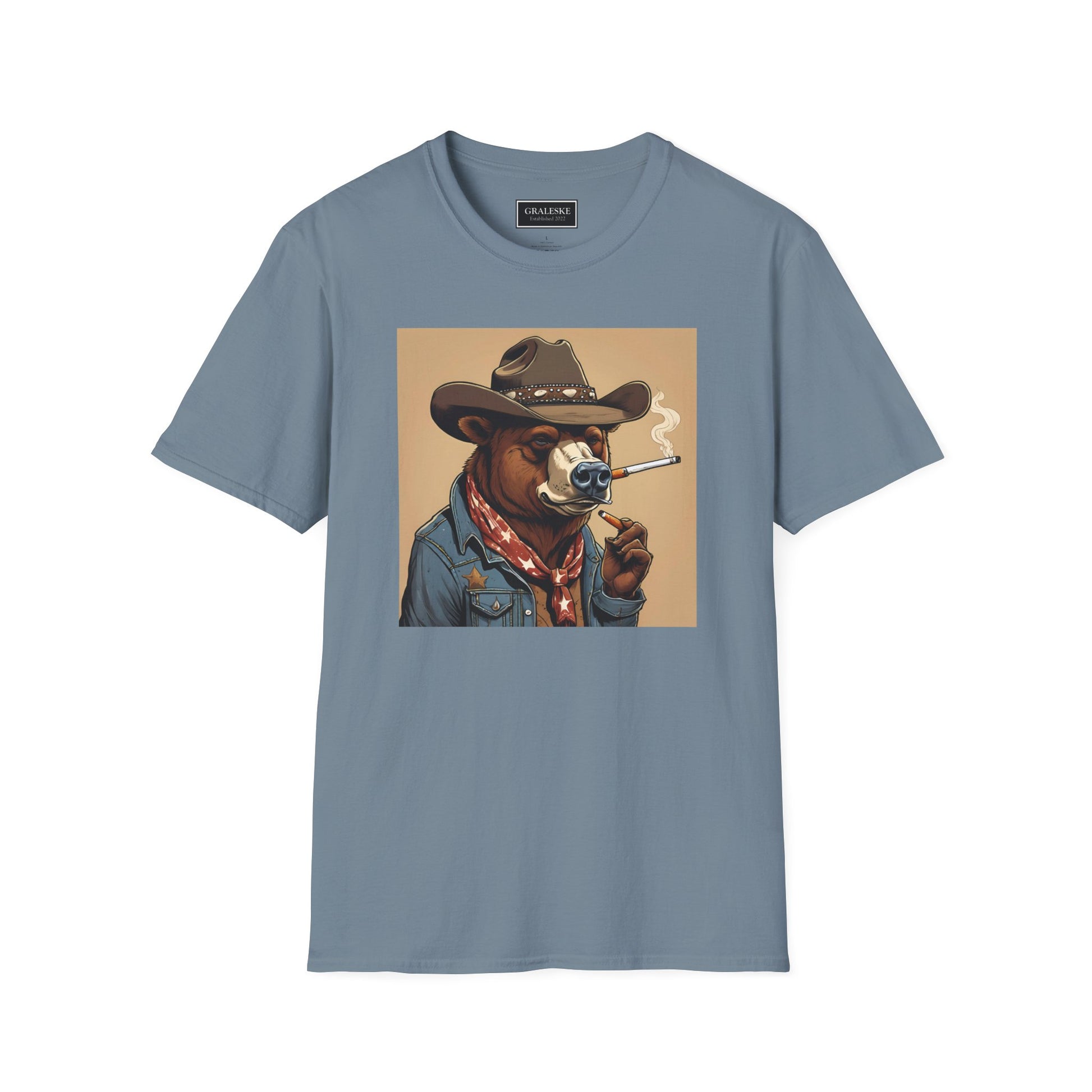 Bear Softstyle T-Shirt - Vintage Cowboy Design - Graleske