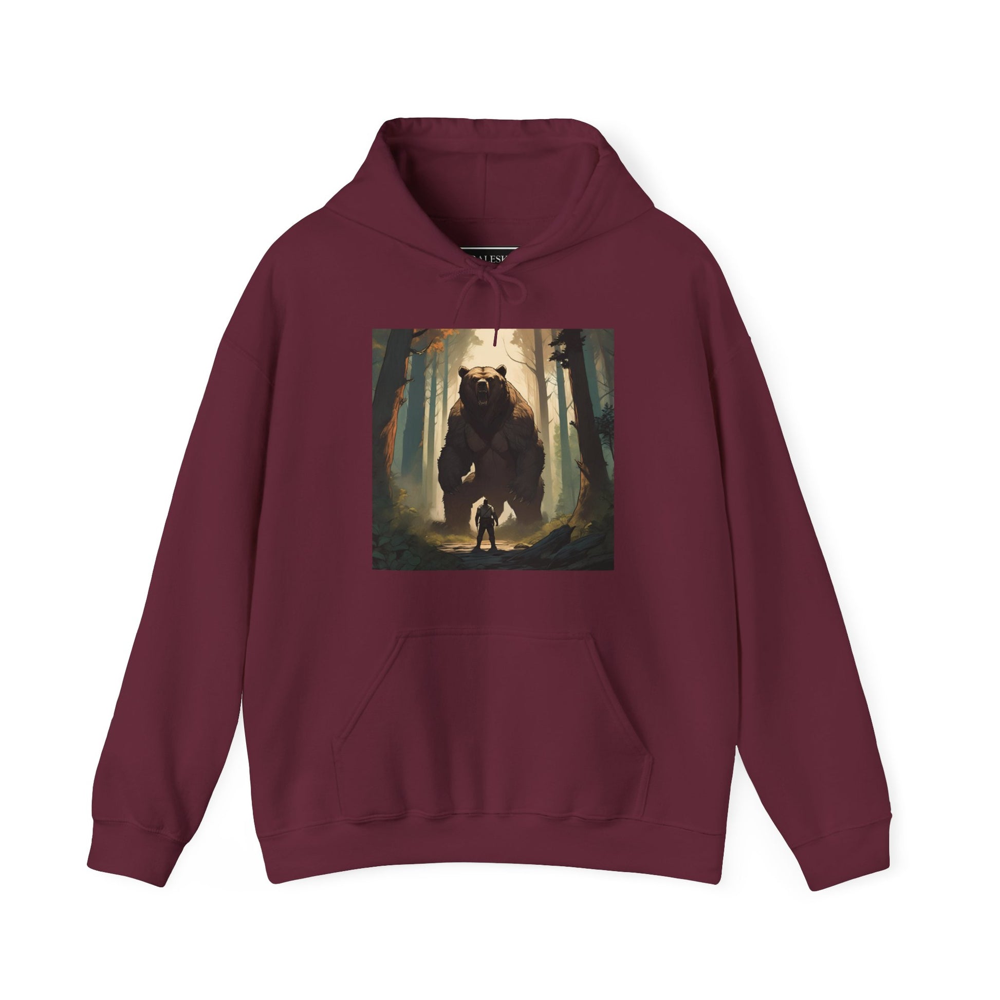 Hooded Sweatshirt - Man vs Giant Bear Design - Graleske