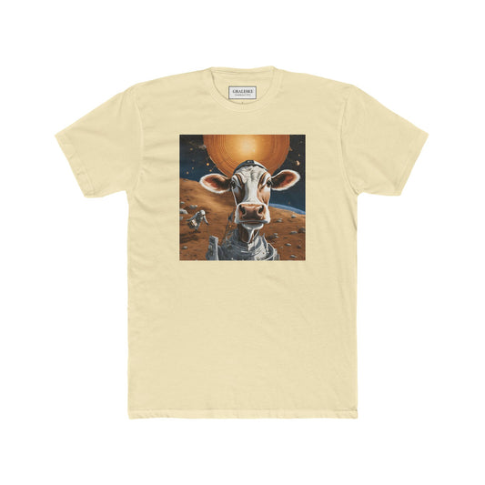 T-Shirt Spaceship Cow Print Unisex Cotton Crew Tee - Graleske