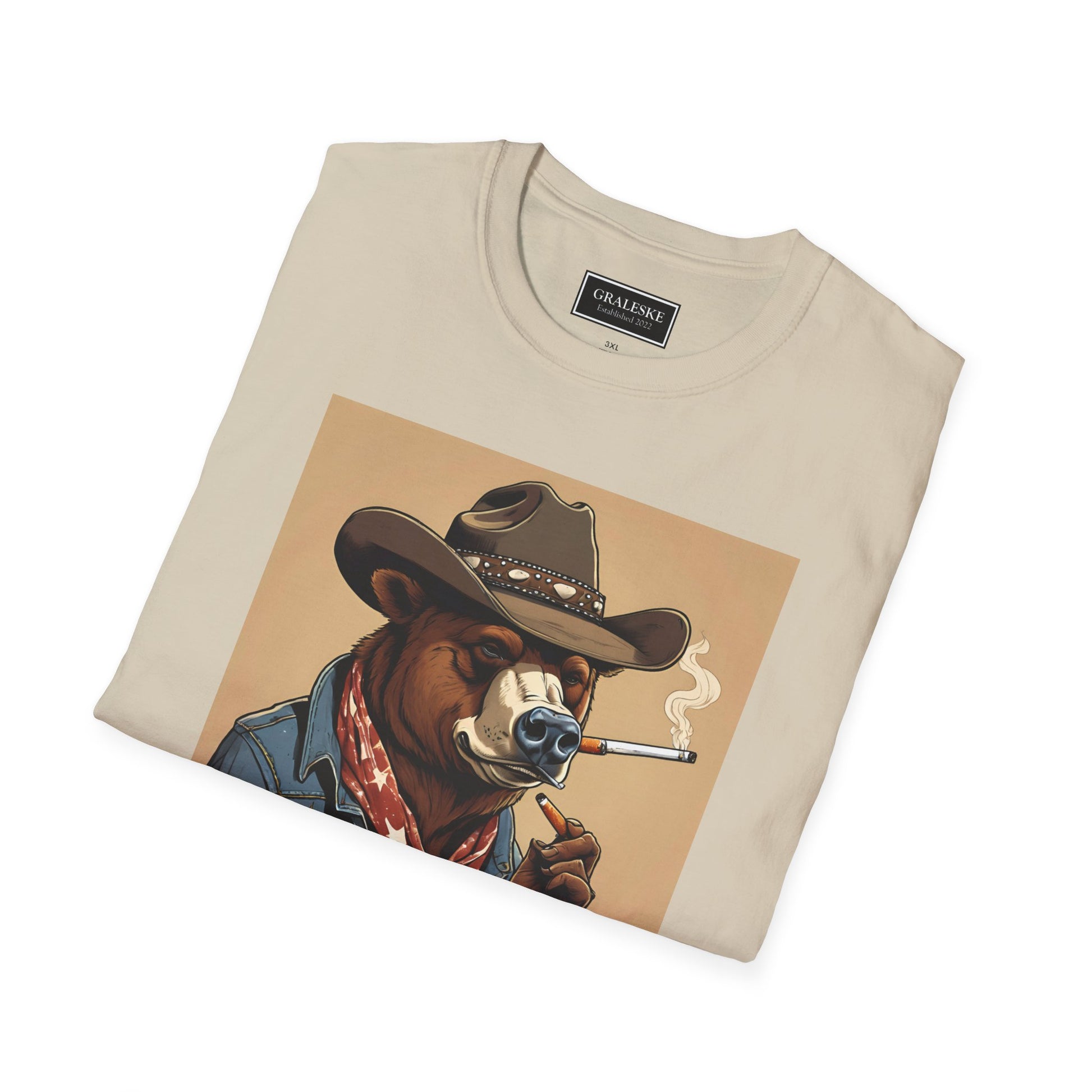 Bear Softstyle T-Shirt - Vintage Cowboy Design - Graleske