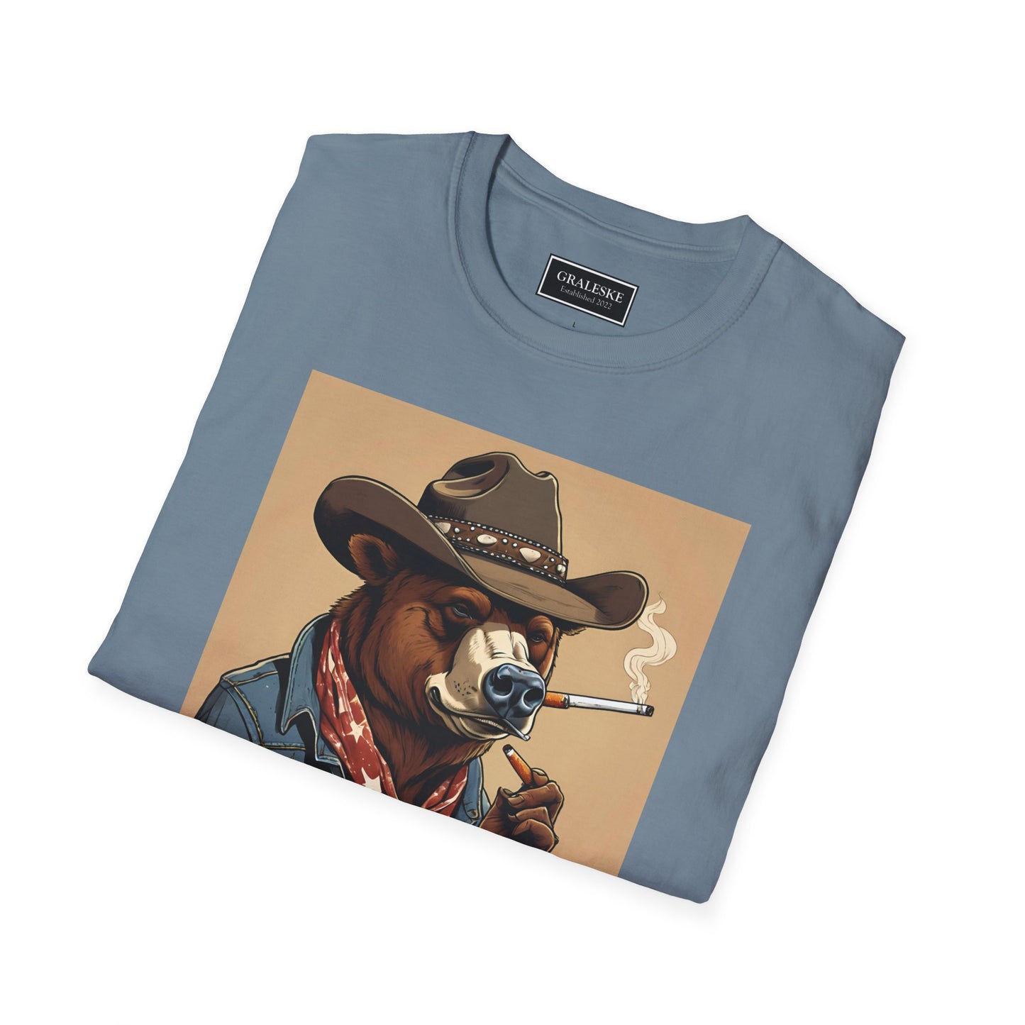 Bear Softstyle T-Shirt - Vintage Cowboy Design - Graleske