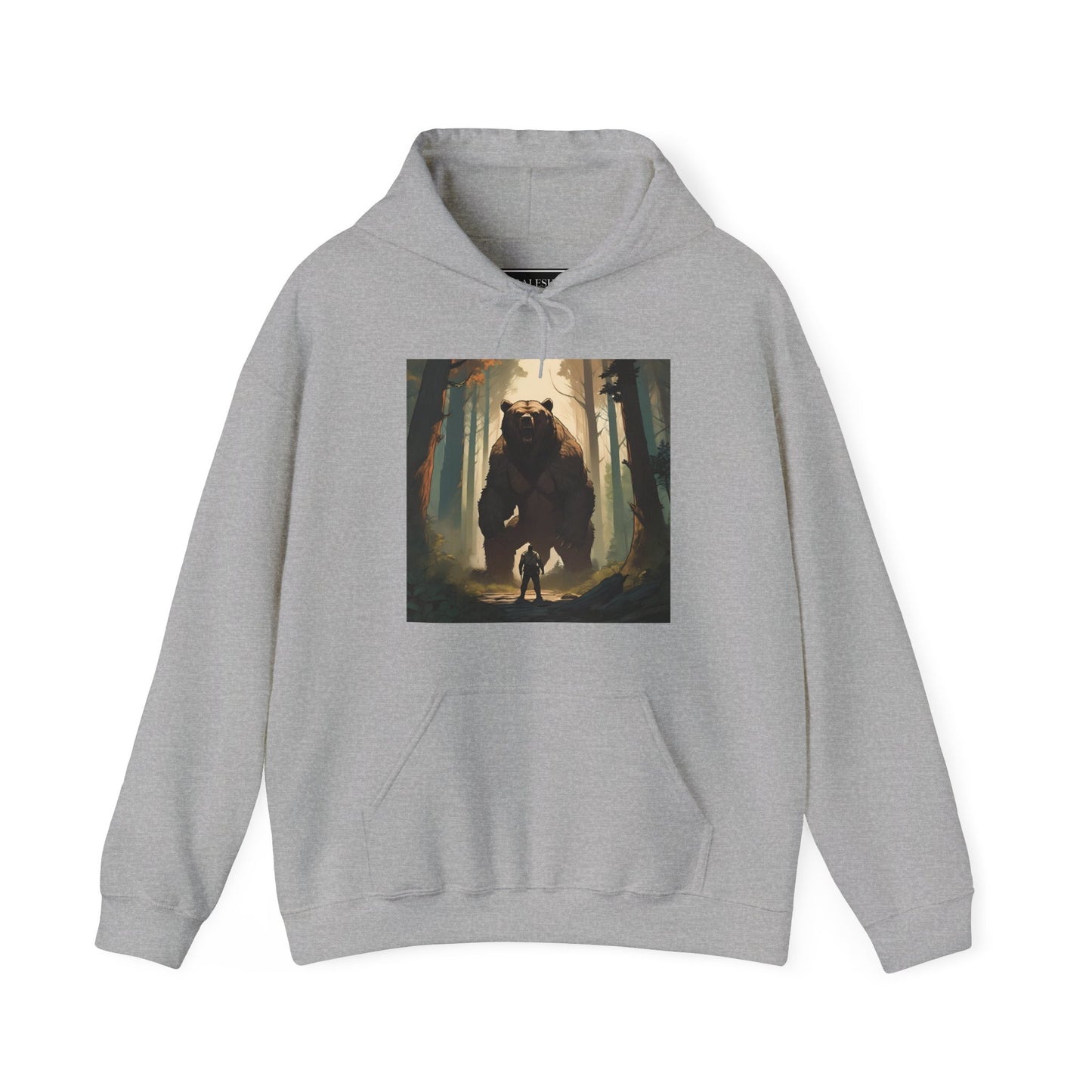 Hooded Sweatshirt - Man vs Giant Bear Design - Graleske