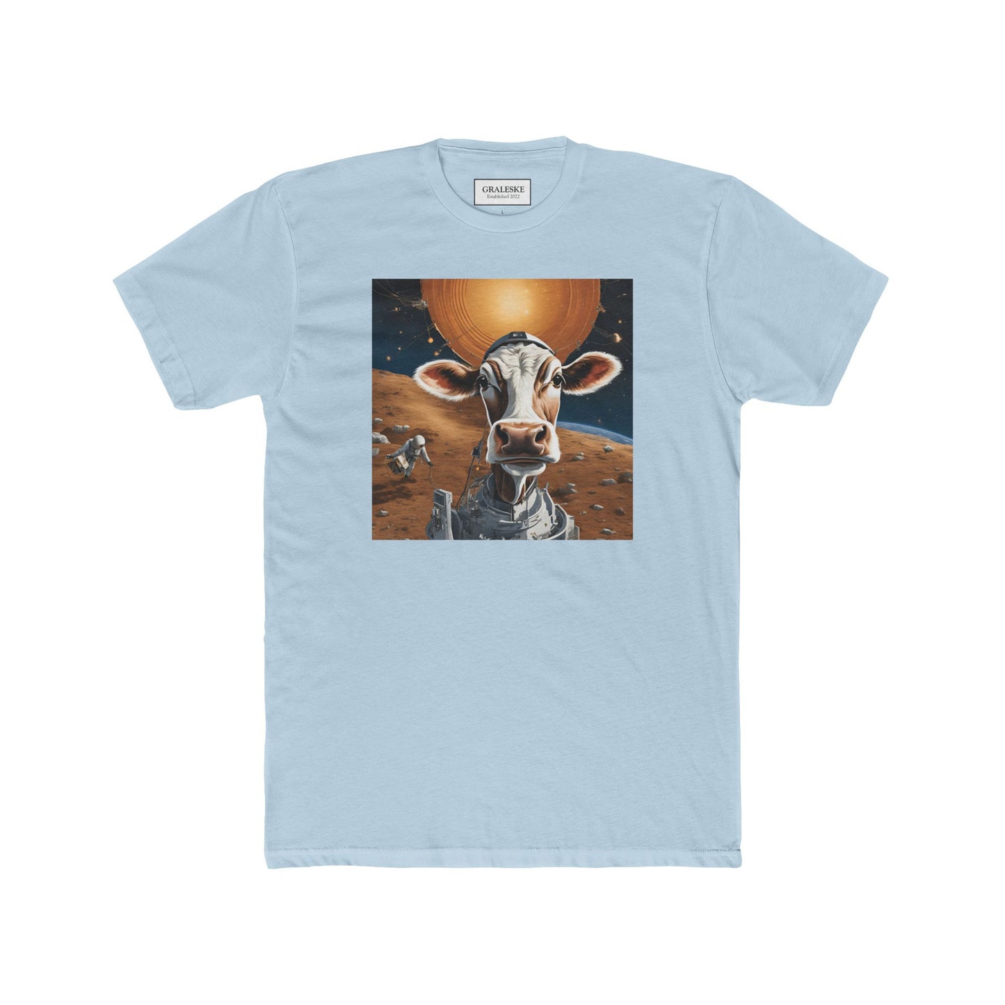 T-Shirt Spaceship Cow Print Unisex Cotton Crew Tee - Graleske