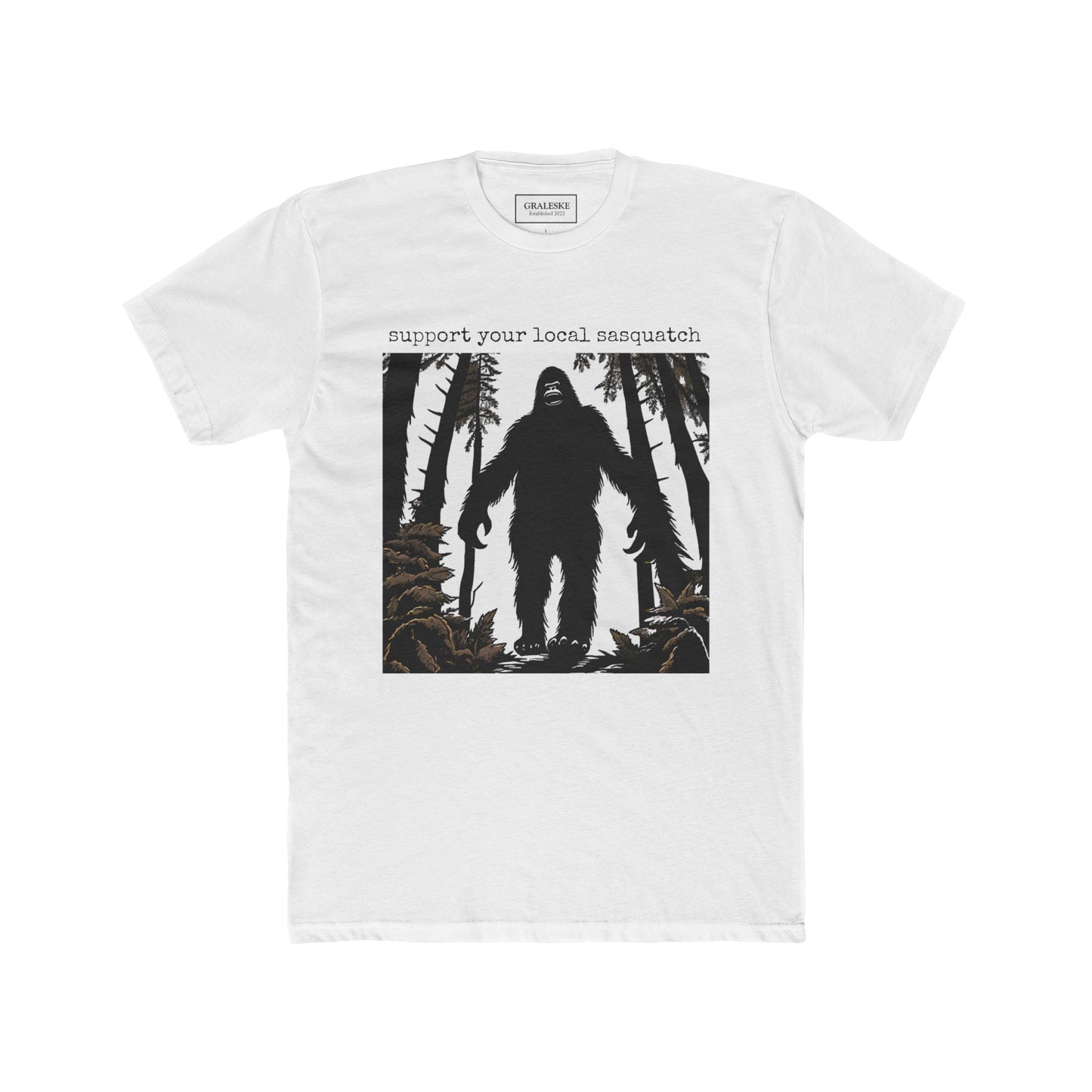 Sasquatch Support Unisex Tee - Dark Scary Forest Theme - Graleske