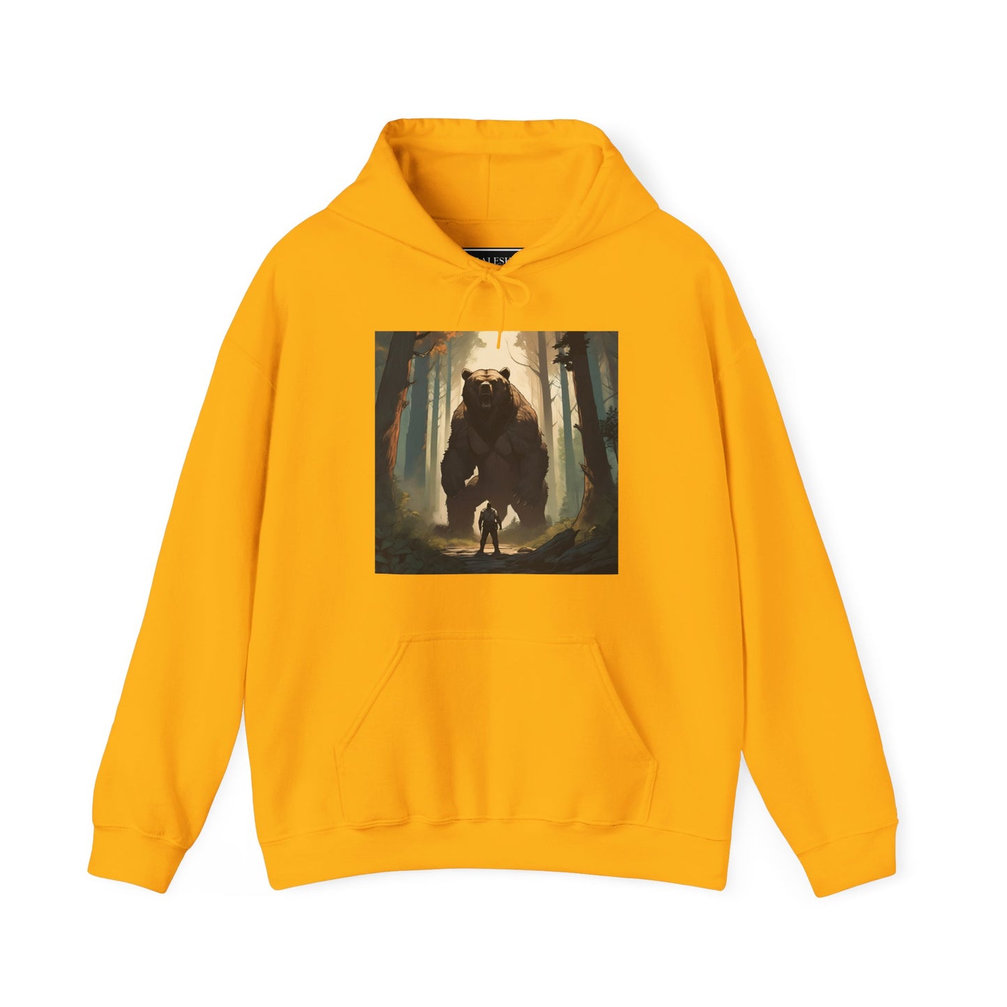 Hooded Sweatshirt - Man vs Giant Bear Design - Graleske