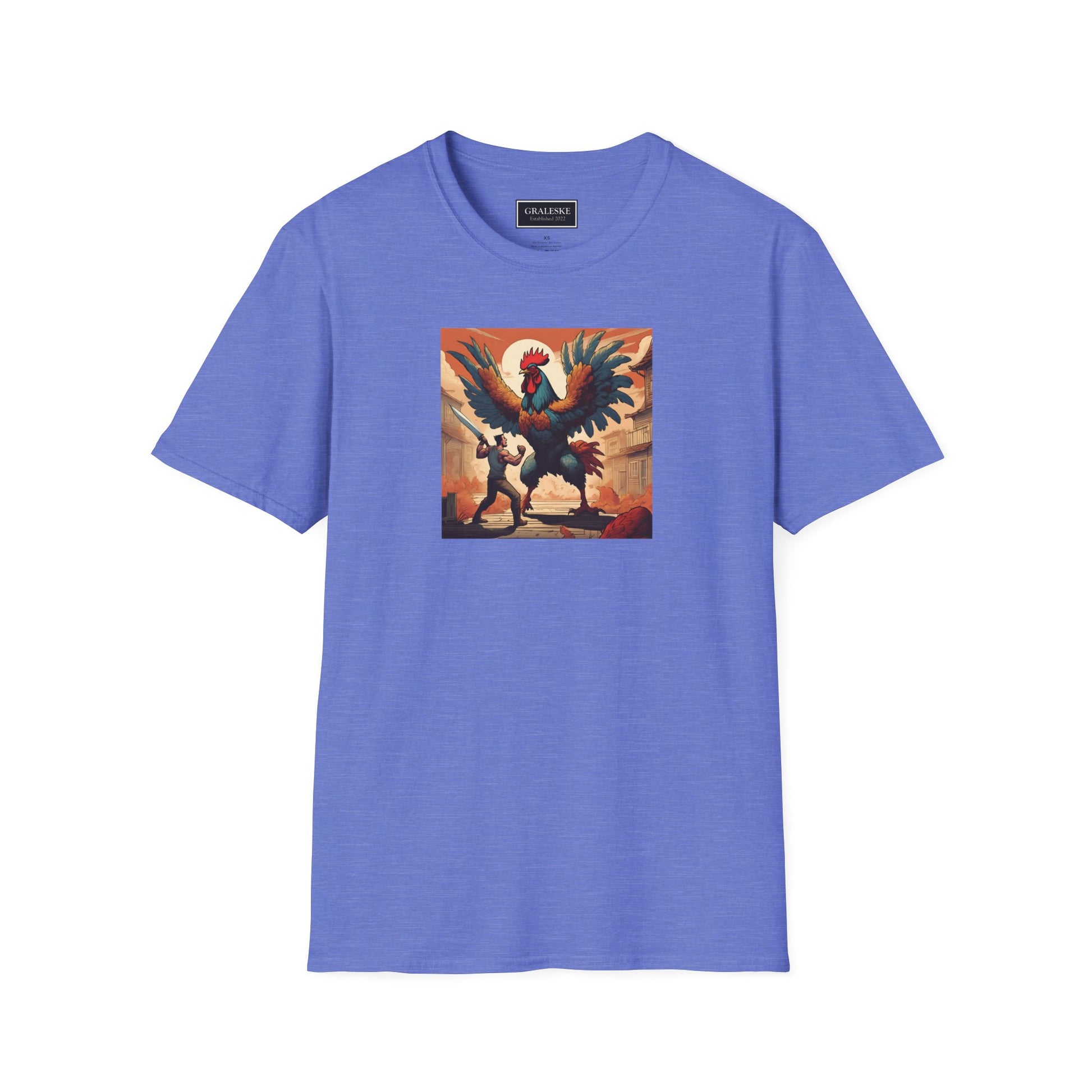 Rooster Softstyle T-Shirt - Vintage Rooster & Man Battle Design - Graleske