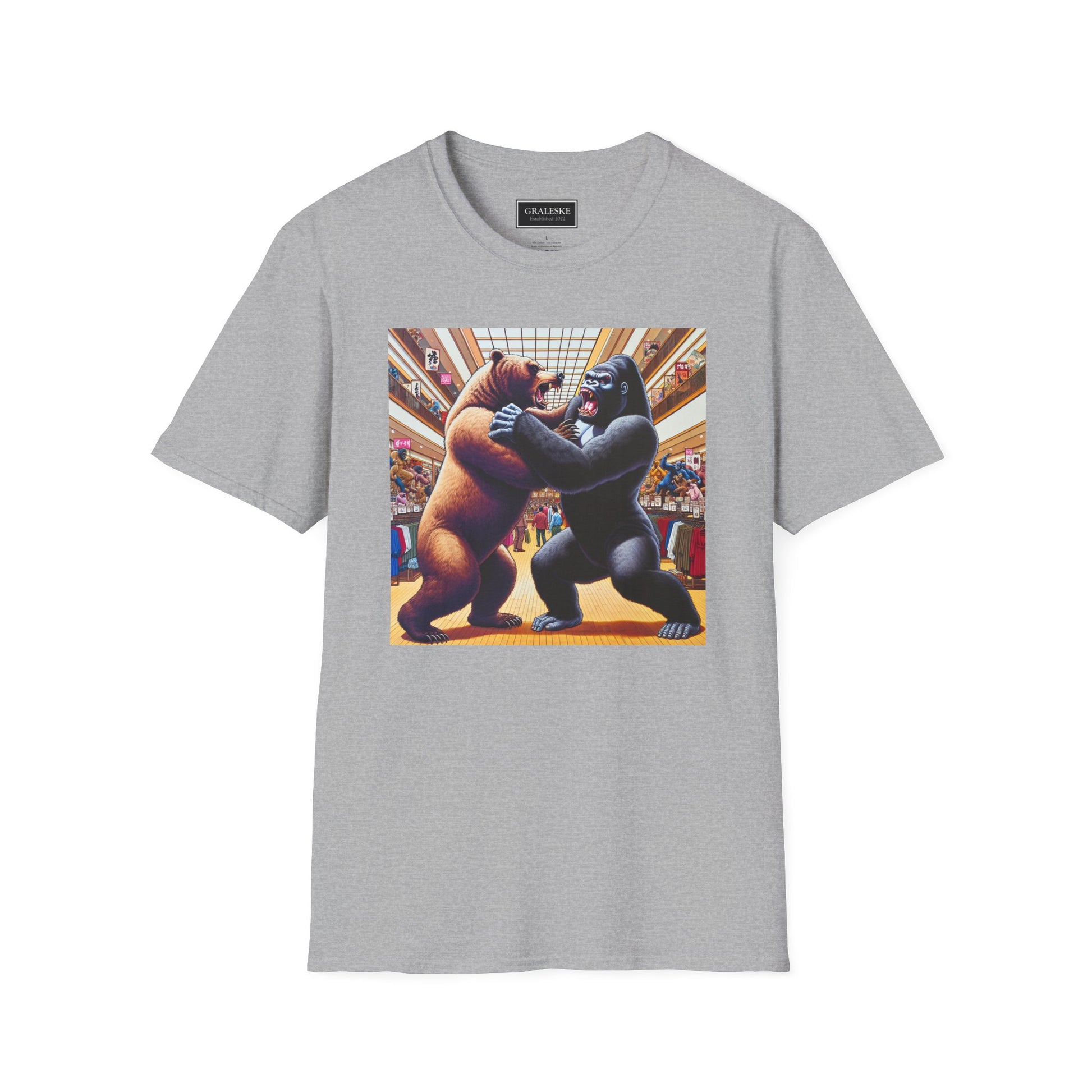 Bear vs Gorilla Unisex T-Shirt - Funny Bear vs Gorilla  Graphic Tee - Graleske