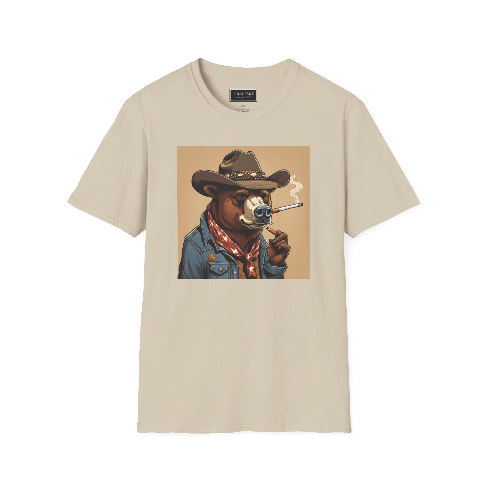 Bear Softstyle T-Shirt - Vintage Cowboy Design - Graleske