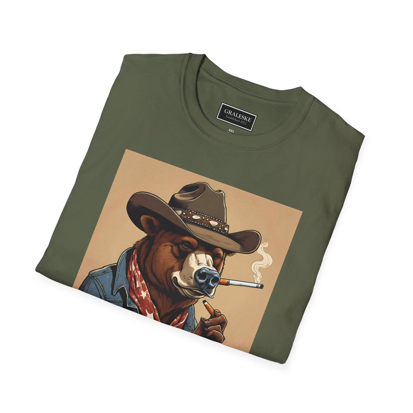 Bear Softstyle T-Shirt - Vintage Cowboy Design - Graleske