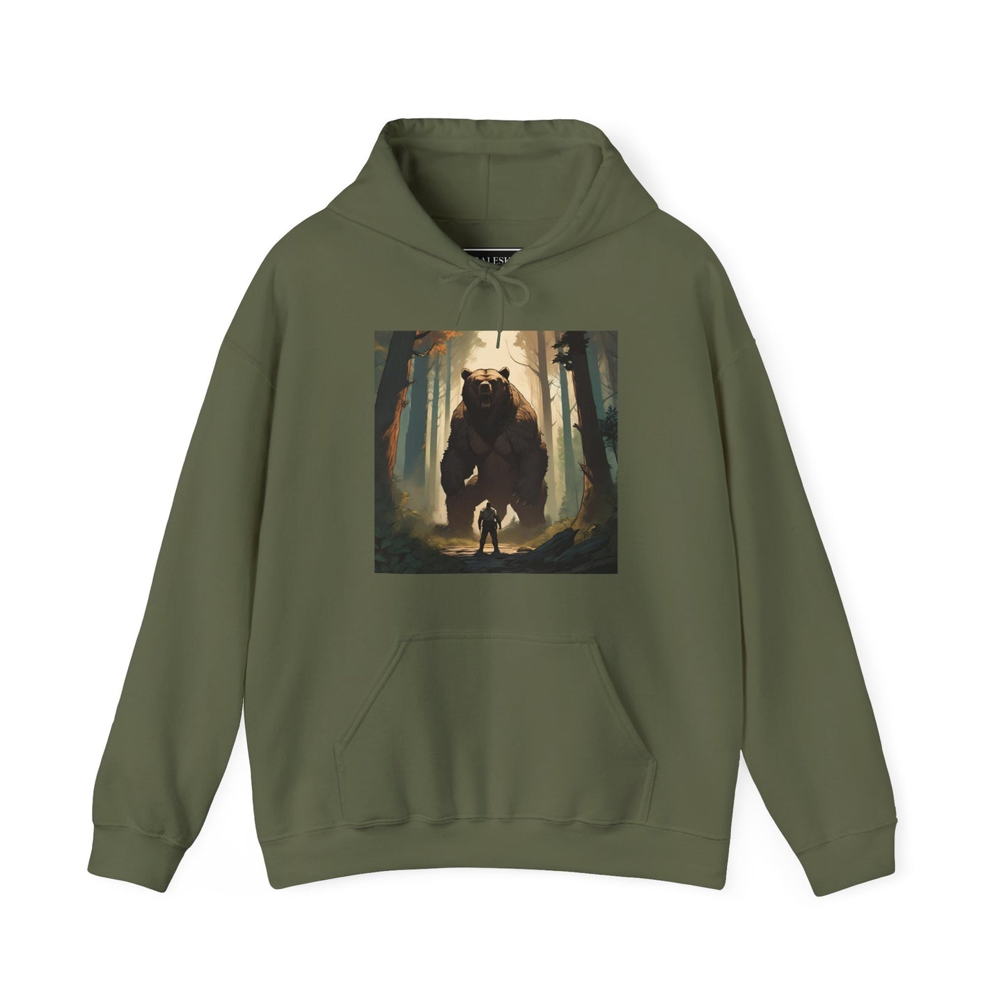 Hooded Sweatshirt - Man vs Giant Bear Design - Graleske