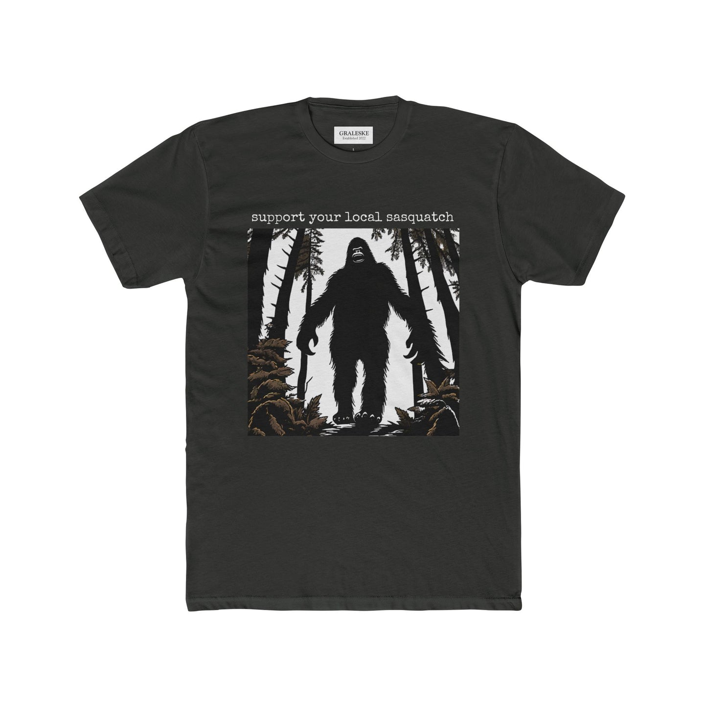 Sasquatch Support Unisex Tee - Dark Scary Forest Theme - Graleske