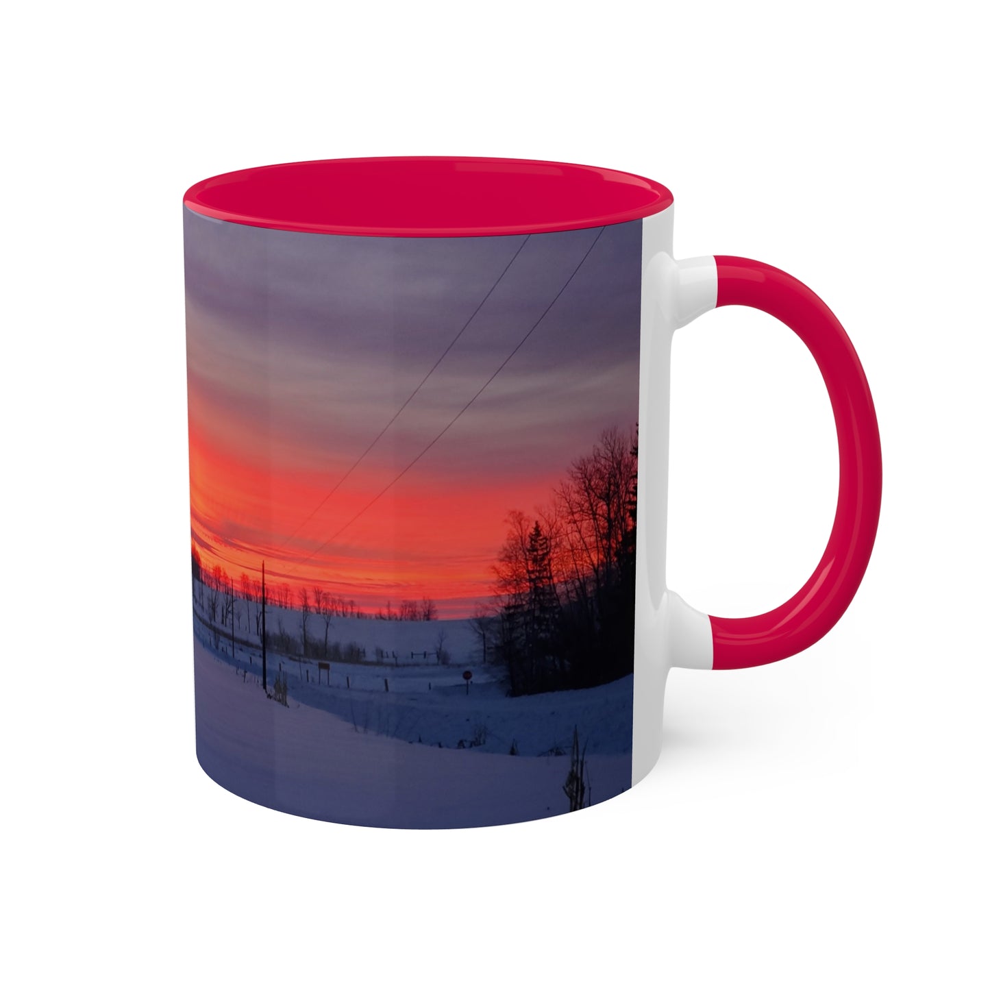 Red sky sunrise - 2024 - Colorful Mugs, 11oz - Graleske