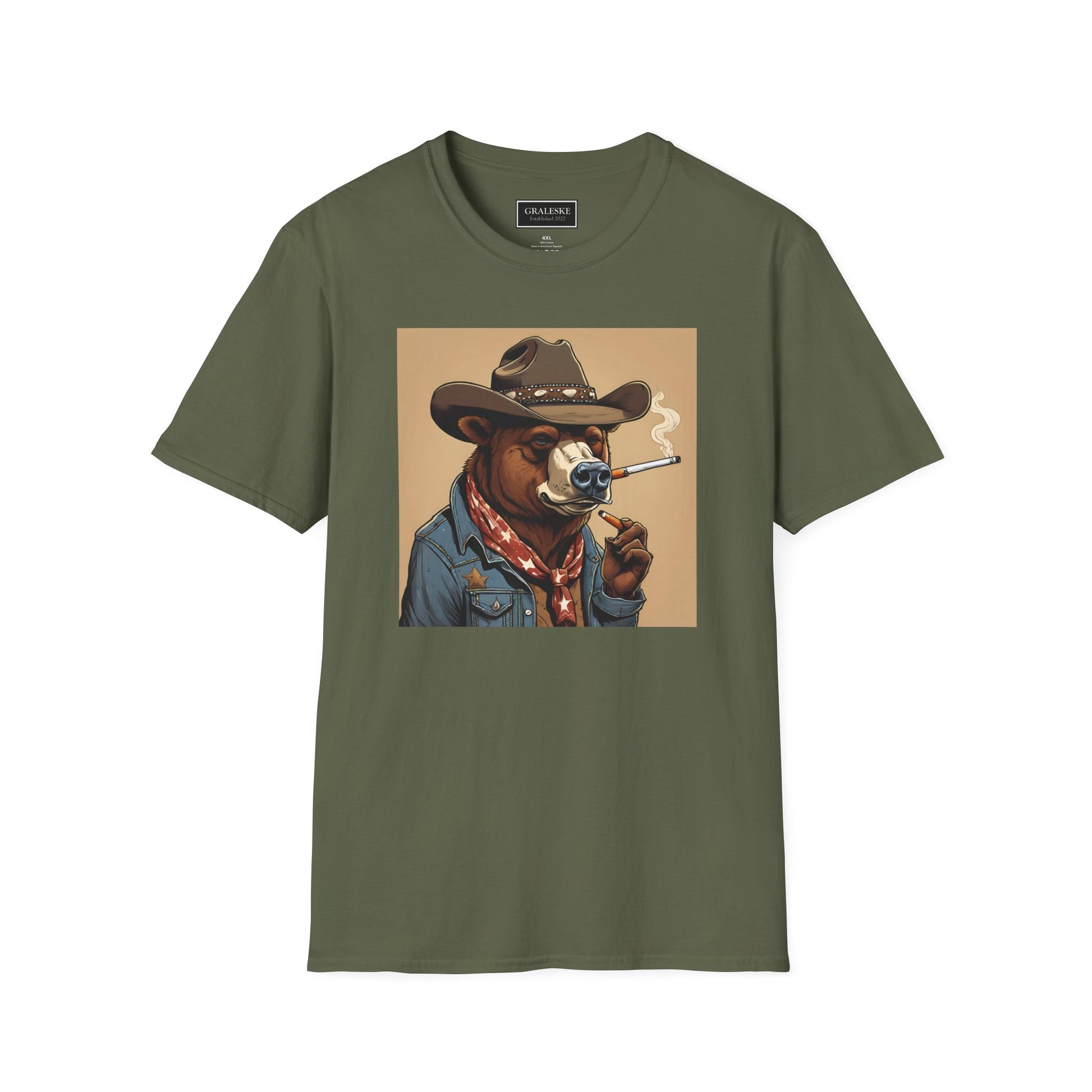 Bear Softstyle T-Shirt - Vintage Cowboy Design - Graleske