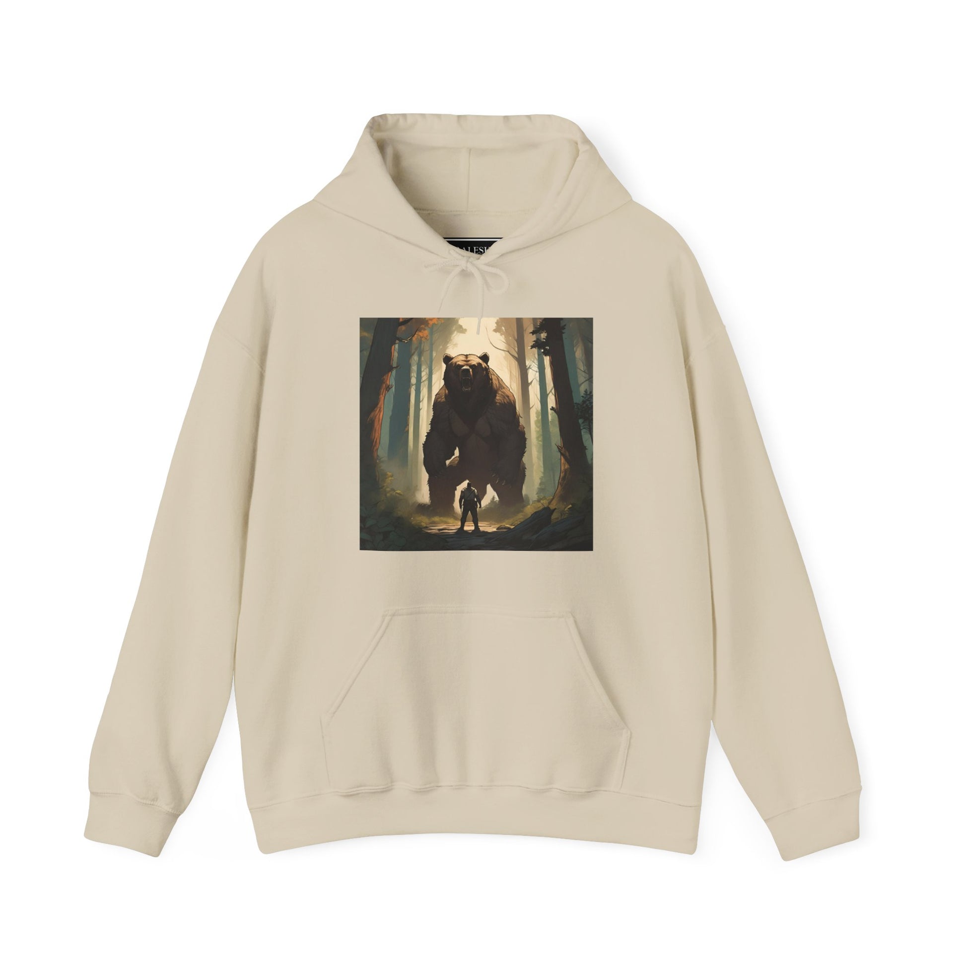 Hooded Sweatshirt - Man vs Giant Bear Design - Graleske