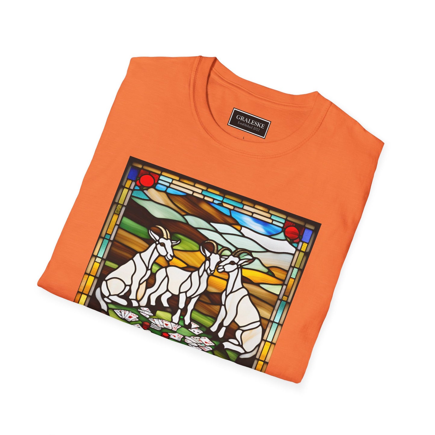 goats playing cards stained glass - Unisex T-Shirt - Graleske